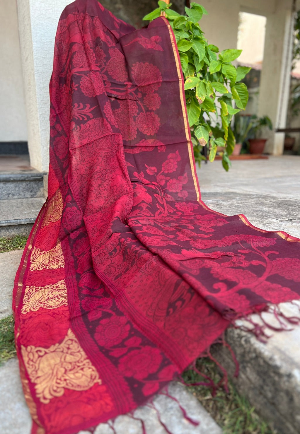 Maheshwari Silk Dupatta (DPT-SL-CR-0031)
