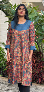 Kurta: Tussar silk with Indigo yoke (KR-CT-ASR-0006)
