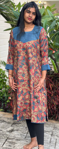Kurta: Tussar silk with Indigo yoke (KR-CT-ASR-0006)